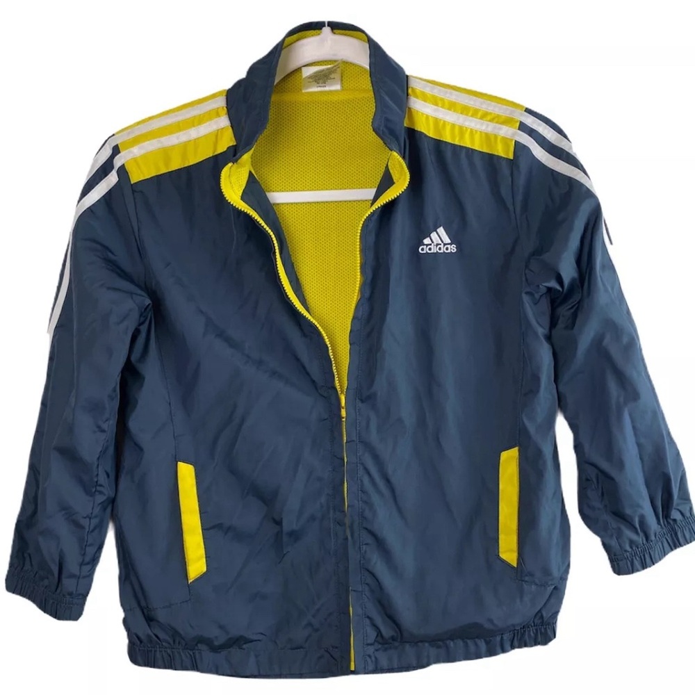 3️⃣/$20 Adidas Jacket Size 6 Active Lightweight Full Zip Yellow Gray Windbreaker
